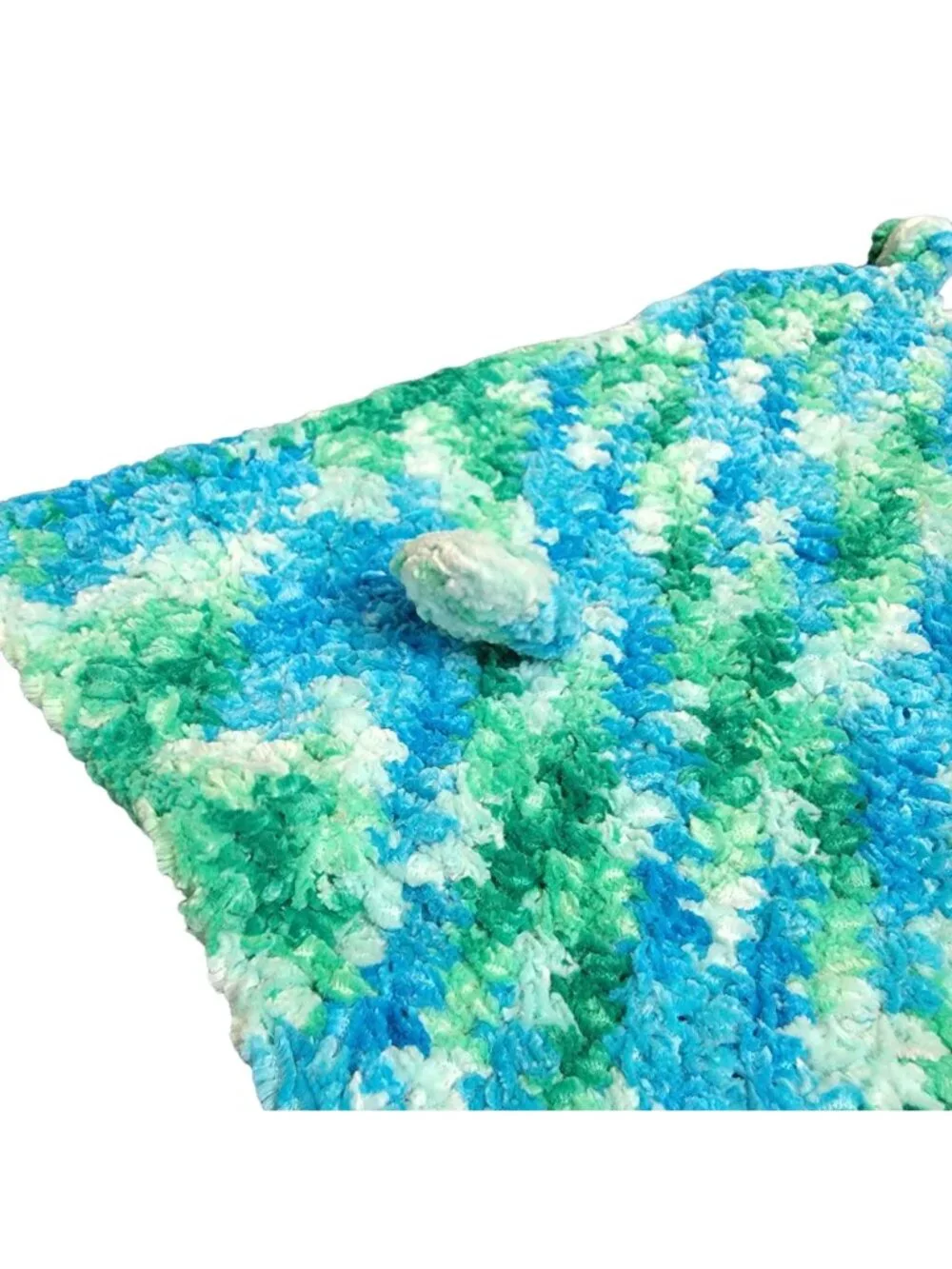 Bunny Comfort Blanket Baby Knit Chenille Blue Green Crochet Rabbit Photography